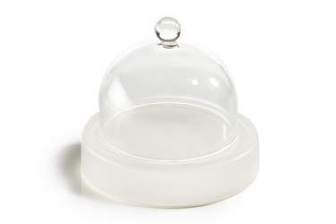 Butter Ildfast Med Glass Dome Nacryl White