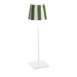 Poldina Pro Bordlampe Hvit Keramikk Grønne Striper Ø11X38Cm. -2,2W