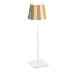 Poldina Pro Bordlampe Hvit Keramikk Gule Striper Ø11X38Cm. -2,2W