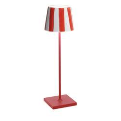 Poldina Pro Bordlampe Hvit Keramikk Røde Striper Ø111X38Cm. -2,2W