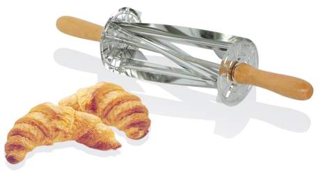St/st croissant roller cutter - wooden handle