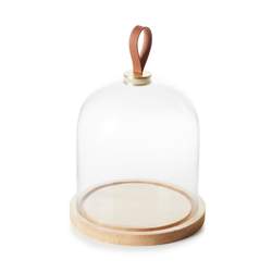 Ibr Cloche & Oak Base 20Cm Glass & Oak