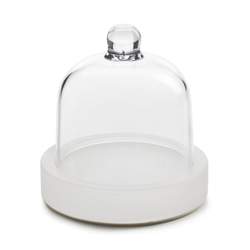 Mealplak Butter Dish With Glass Dome Nacryl White