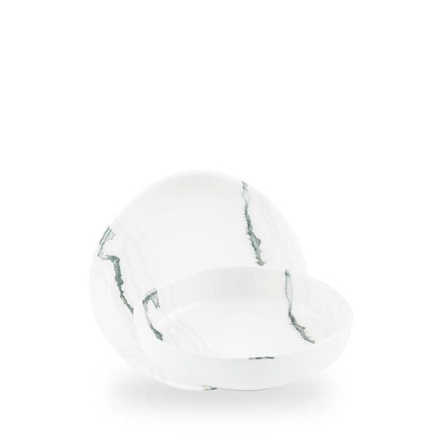 Inked Tide Accents Green / Organic Walled Bowl  / 20cm 4.5cm