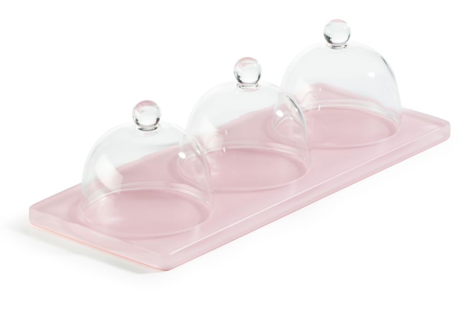 MEALPLAK Tray With 3 Dome Pink Nacryl