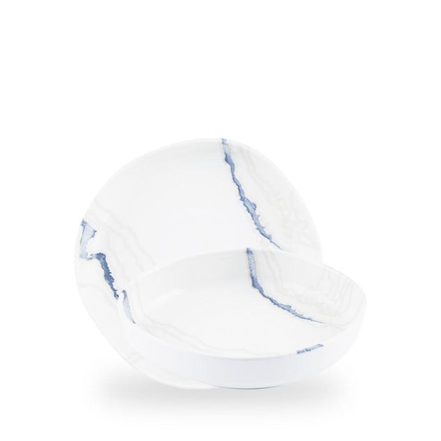Inked Tide Accents Blue / Organic Walled Bowl  / 23cm 4.5cm