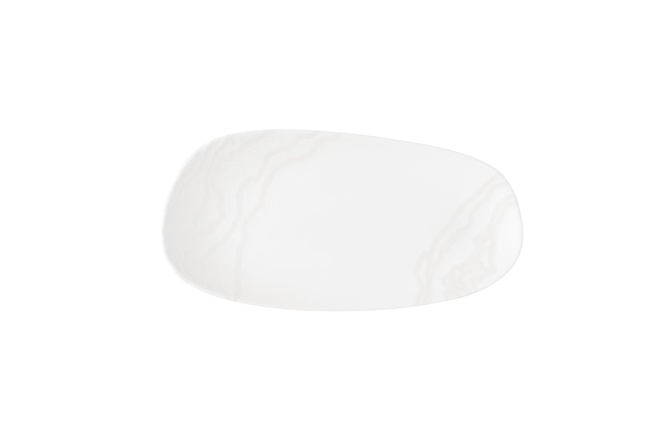 Inked Tide White Opal * Organic Oblong Plate * 30 x 15cm