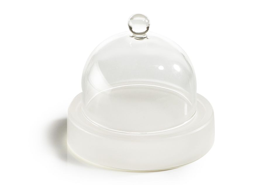 Butter Ildfast Med Glass Dome Nacryl White