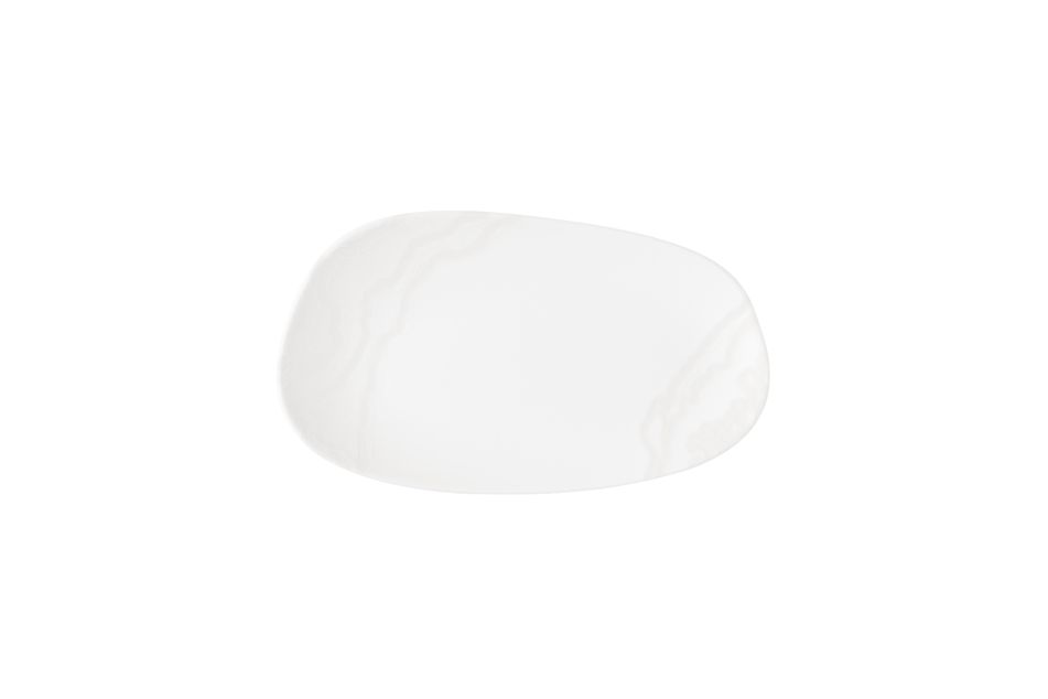 Inked Tide White Opal * Organic Oblong Plate * 26 x 15cm
