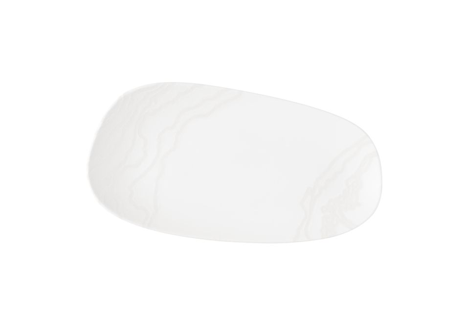 Inked Tide White Opal * Organic Oblong Plate * 35 x 18.5cm