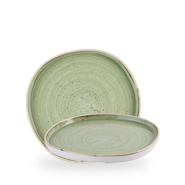 Stonecast Sage Green Organic Walled Plate 25.5cm H:2cm