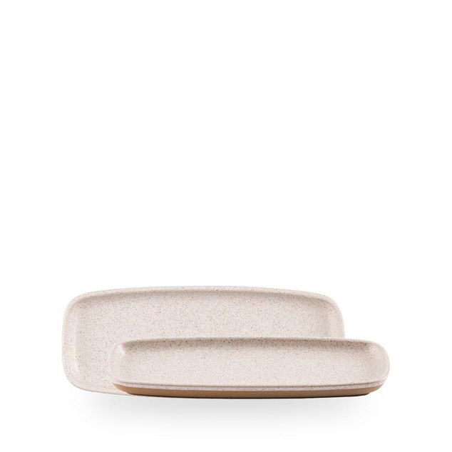 Emerge Speckled White / Rectangular Plate  / 25.1 x 10cm