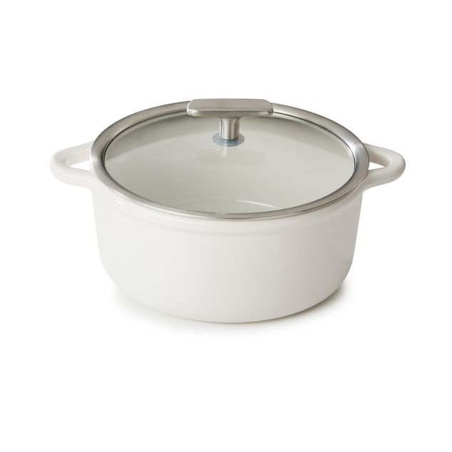 Bombance Round Cocotte 22Cm Induction With Glass Lid Alabaster White + Glass