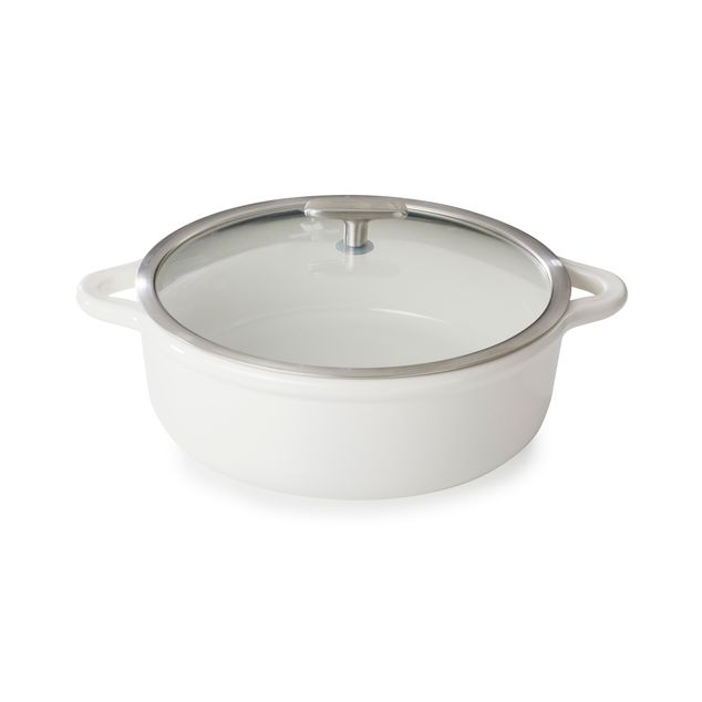 Bombance Round Cocotte 29Cm Induction With Glass Lid Alabaster White + Glass