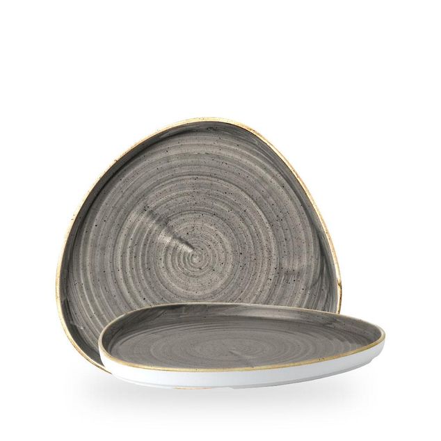 Stonecast Grey Triangle Walled Chefs Tallerken 26Cm