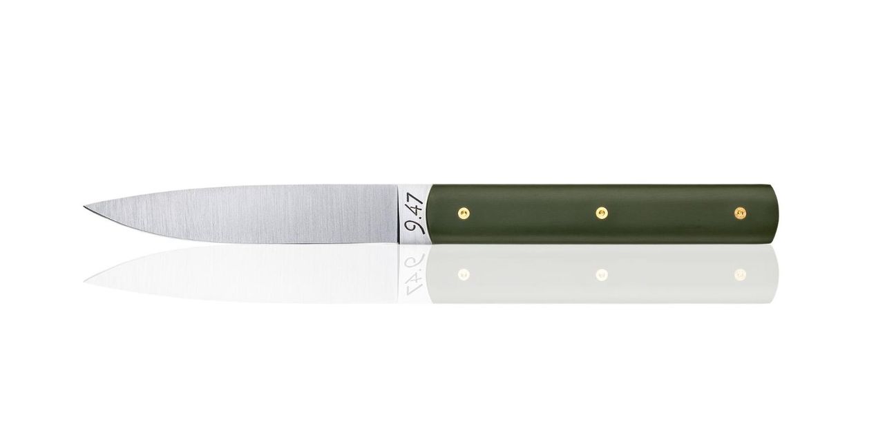 Perceval Table knife 947 polyacetal dark green handle golden screws