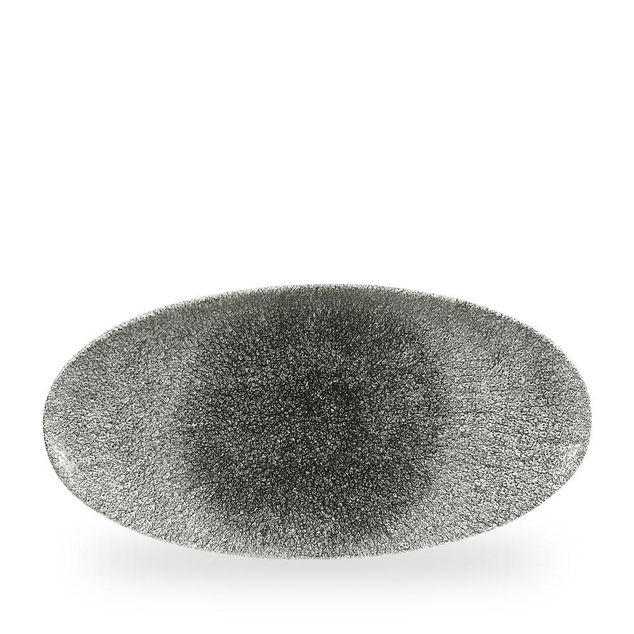 Raku Quartz Black Oval Chefs Tallerken 34.7 X 17.3Cm