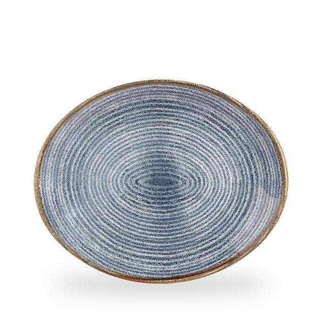 Studio Prints Slate Blue Orbit Oval Coupe Tallerken 31.7 X 25.5Cm
