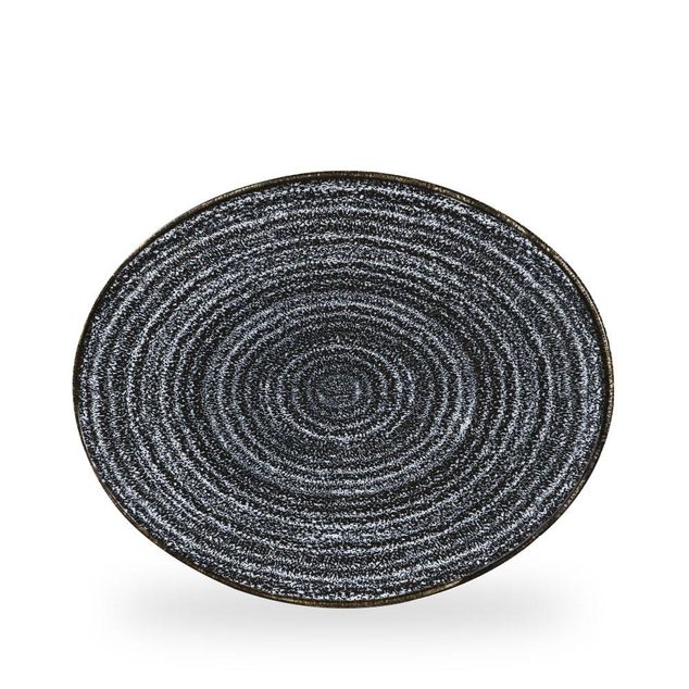 Studio Prints Charcoal Black Orbit Oval Coupe Tallerken 31.7 X 25.5Cm