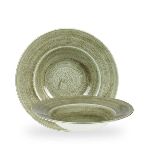 Stonecast Patina Burnished Green Profile Wide Rim Bolle Large 28Cm
