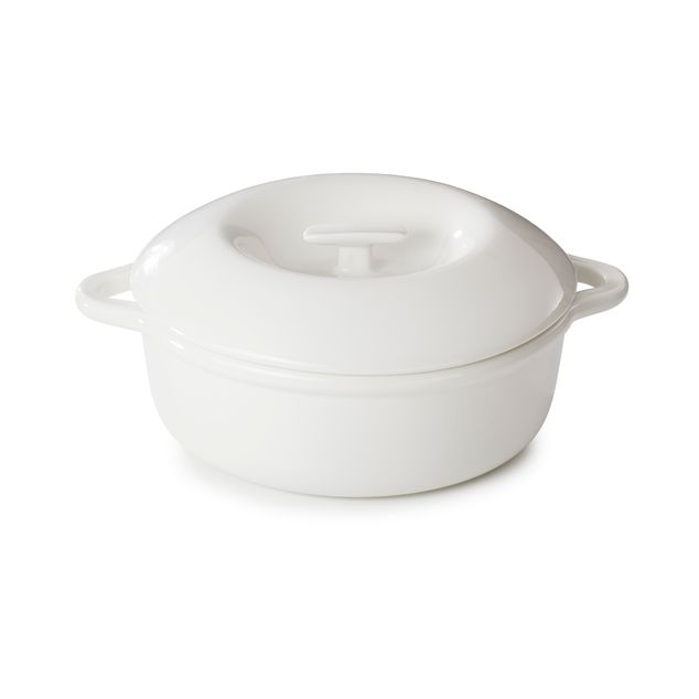 Bombance Round Cocotte 29Cm Induction With Porcelain Lid Alabaster White