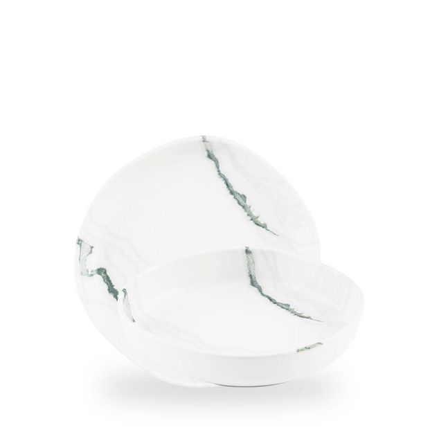 Inked Tide Accents Green / Organic Walled Bowl  / 23cm 4.5cm