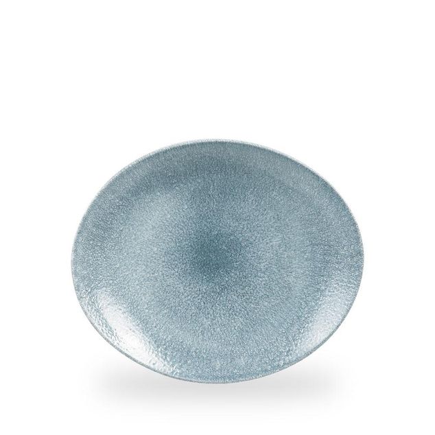 Raku Topaz Blue Orbit Oval Coupe Tallerken 27 X 22.9Cm