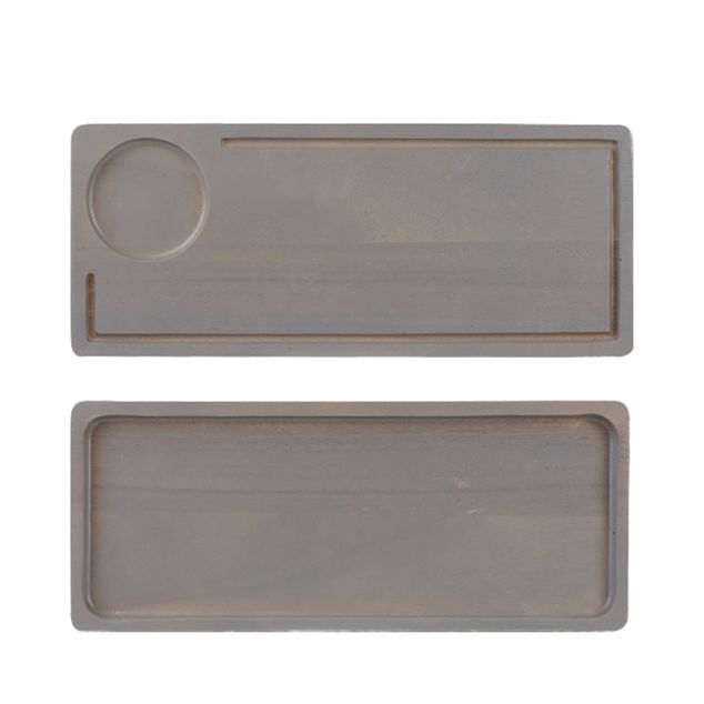 Wood Square Board Large Graphite 40x16cm