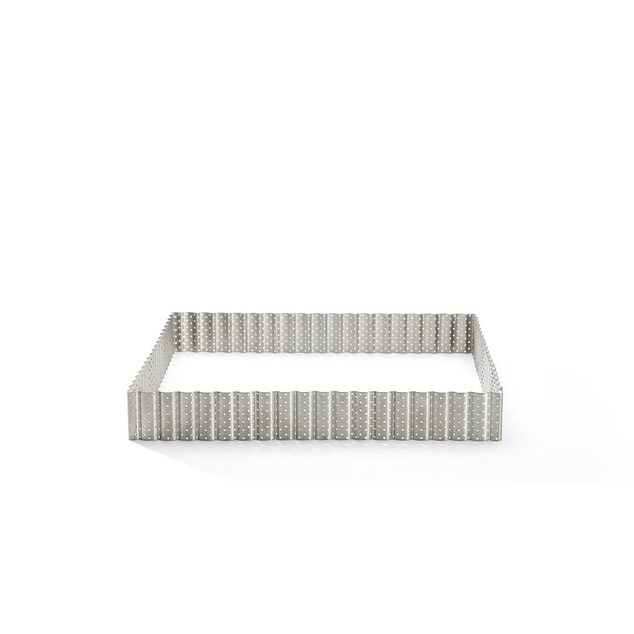 Perforated Square Fluted St-Steel Tart Ring H 3 - 23 Cm