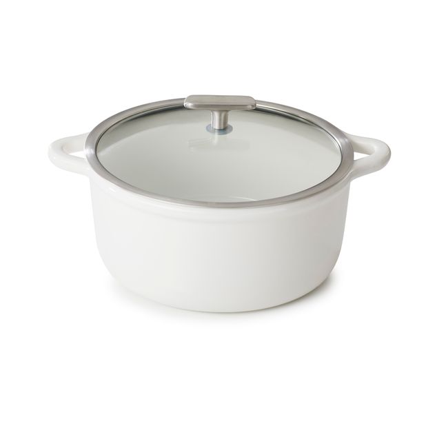 Bombance Round Cocotte 26Cm Induction With Glass Lid Alabaster White + Glass