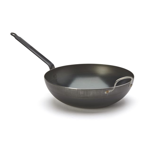 Wok With Handle Steel Blue Carbon DIA: 32