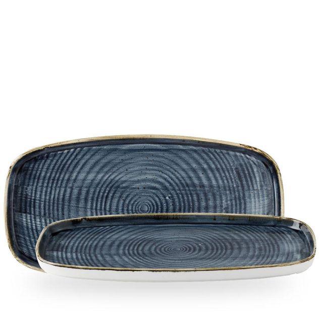 Stonecast Blueberry Oblong Chefs Plates 35x18,5cm H: 2cm