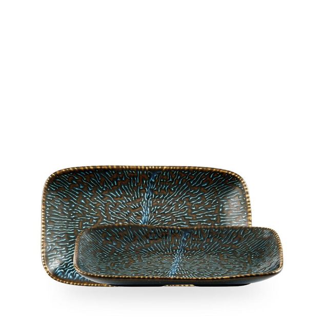 Inked Cascade Sapphire Blue / Natural Deep Tray  / 26 x 15cm