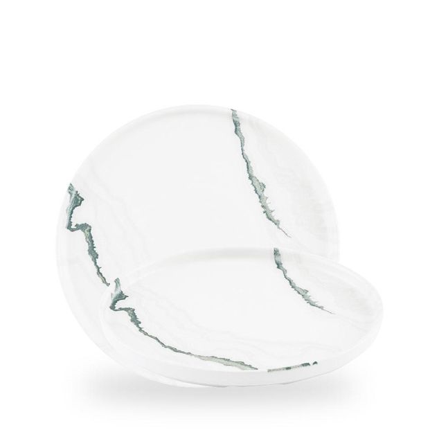 Inked Tide Accents Green / Walled Plate  / 26cm 2cm