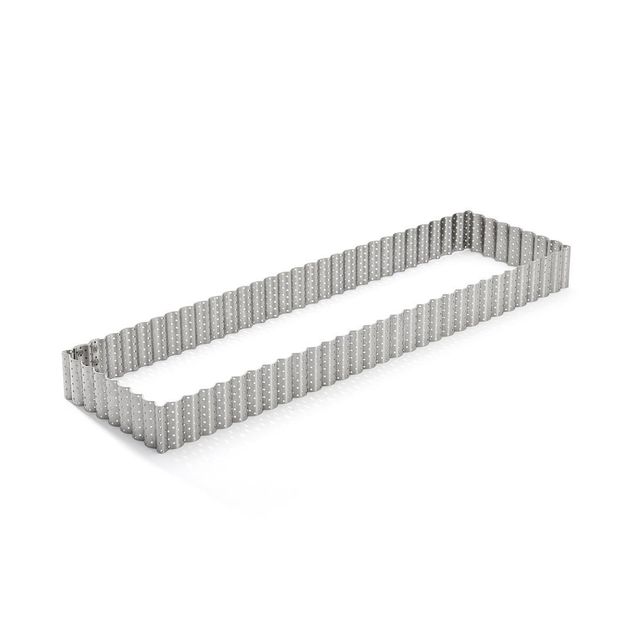 Perforated Rectang. Fluted St-Steel Tart Ring H 3 -35 Cm