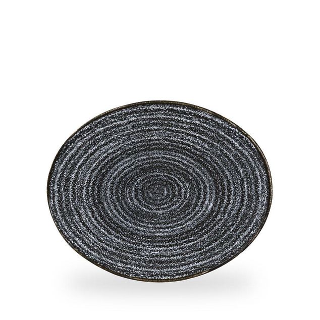 Studio Prints Charcoal Black Orbit Oval Coupe Tallerken 27 X 22.9Cm