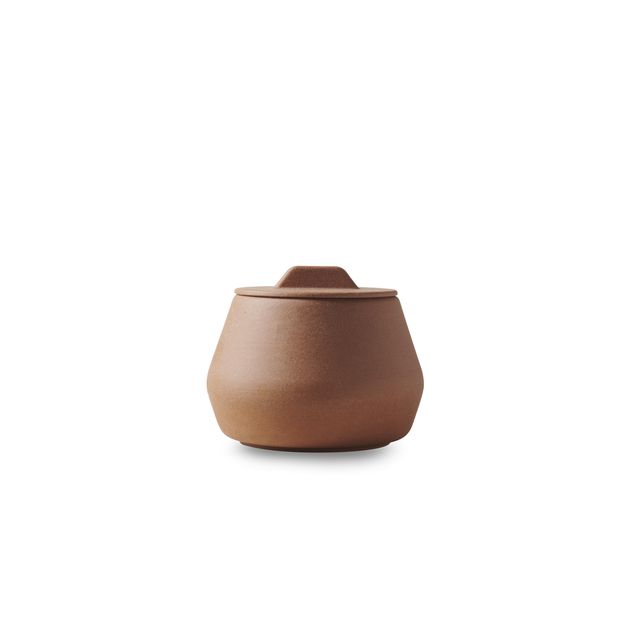 CONTRE JOUR Bowl With Lid 20cl Olive green / unglazed ochre clay