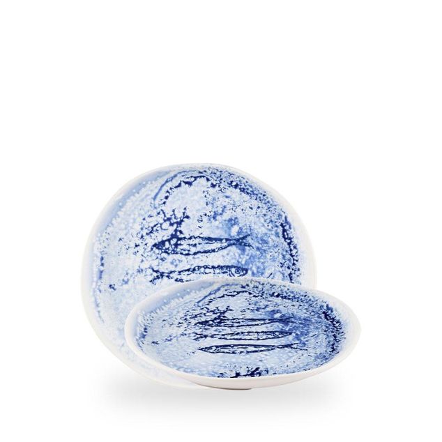 Inked Fresco Blue / Natural Organic Plate  / 21.5cm