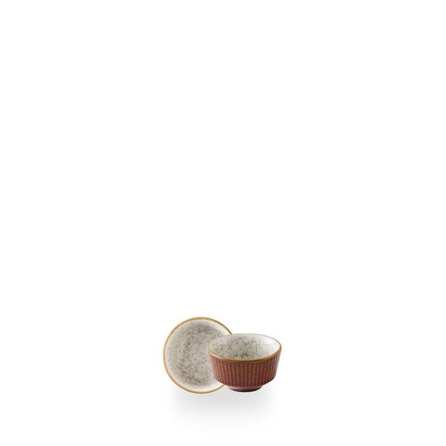 Cinnamon Brown Barley White Kochi Dip Pot 6cl H: 4cm Dia: 6.9cm