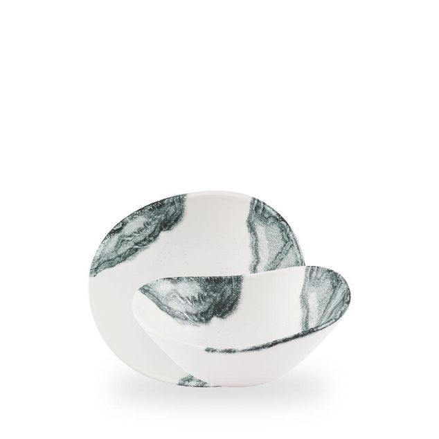 Inked Tide Black / Opal Organic Bowl  / 20cm 5.3cm 34cl