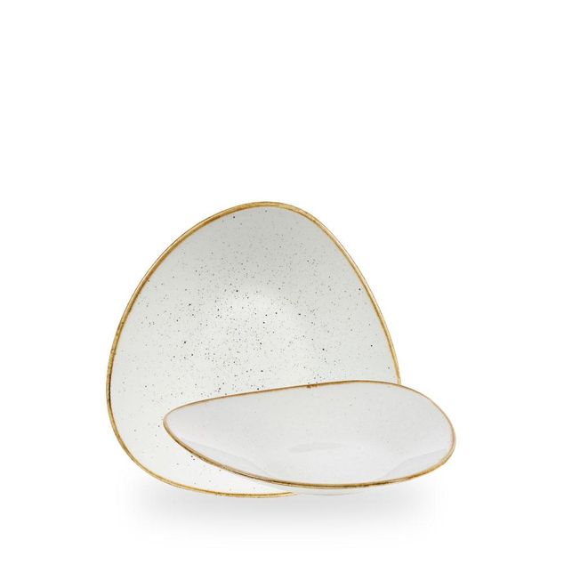 Stonecast Barley White Triangle Shallow Bolle 21 X 21Cm