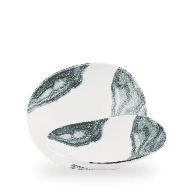 Inked Tide Black / Opal Organic Bowl  / 25cm 6cm 80cl
