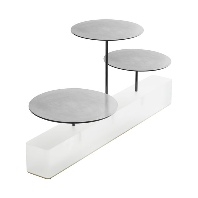 MEALPLAK Bricks Bar Rectangular 3 Trays Nacryl White/Stainless SteelBrushed Silver Finish