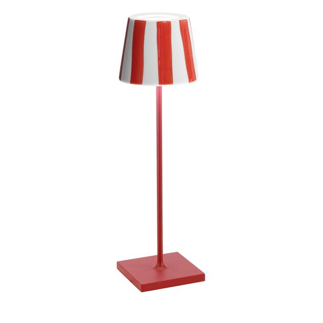 Poldina Pro Bordlampe Hvit Keramikk Røde Striper Ø111X38Cm. -2,2W