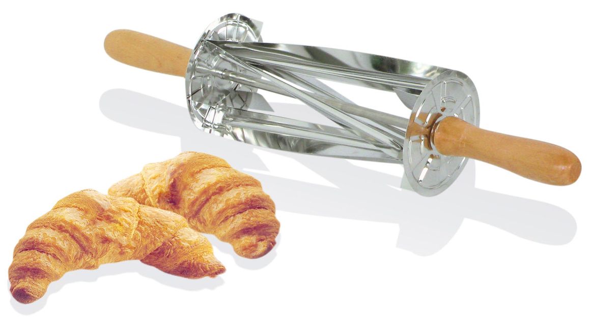 St/st croissant roller cutter - wooden handle