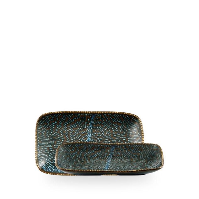Inked Cascade Sapphire Blue / Natural Deep Tray  / 22 x 13cm