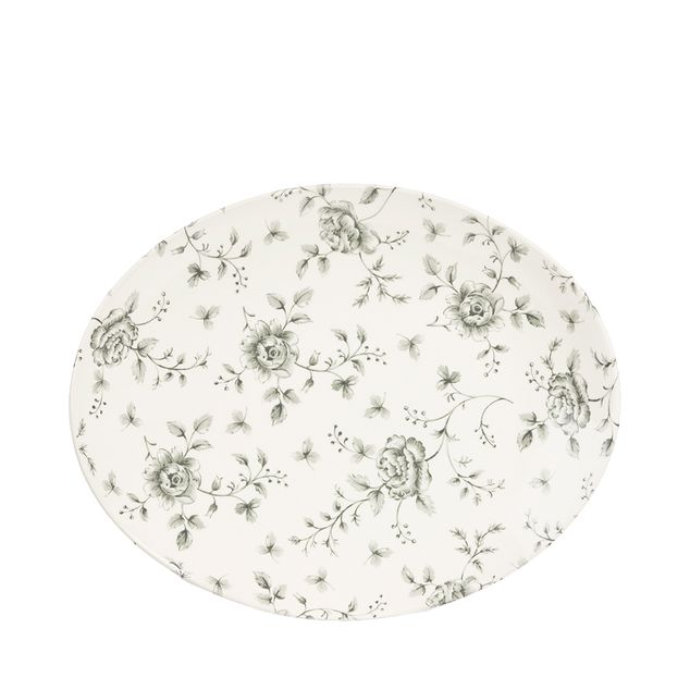 Rose Chintz Grey Orbit Oval Coupe Tallerken 31.7 X 25.5Cm