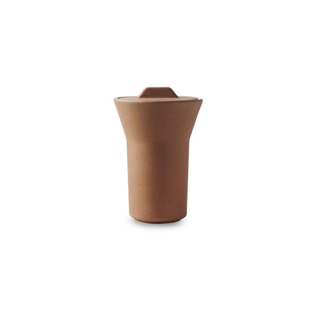 CONTRE JOUR Aroma Flared Cup With Lid 19cl Olive green / unglazed ochre clay
