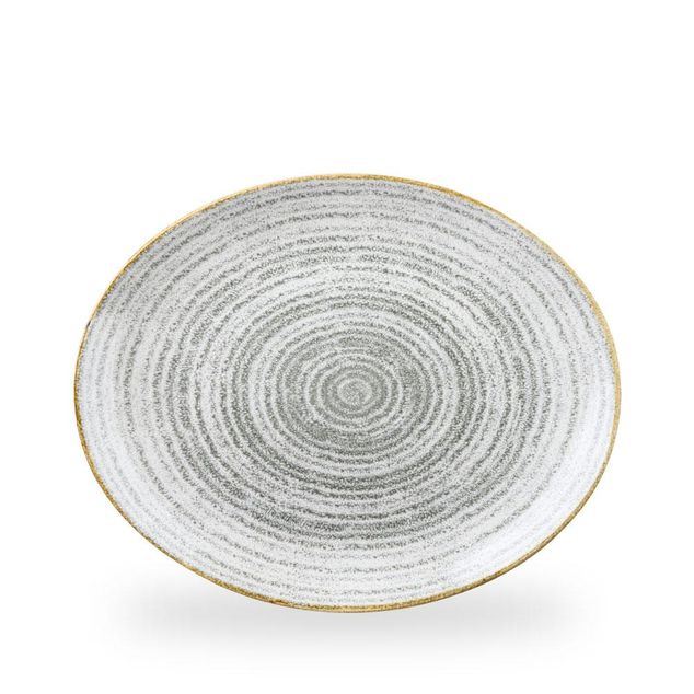 Studio Prints Stone Grey Orbit Oval Coupe Tallerken 31.7 X 25.5Cm