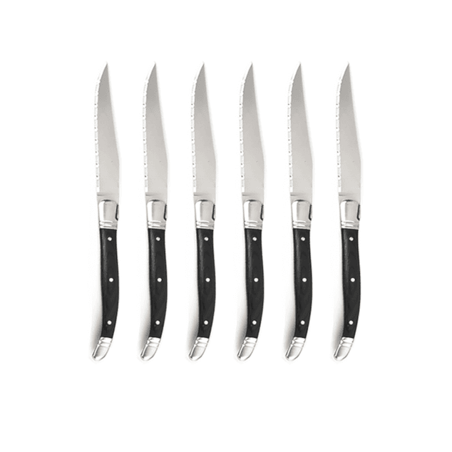 Laguiole Tradition Biffkniver, 6 Pack Mørkt Håndtak.